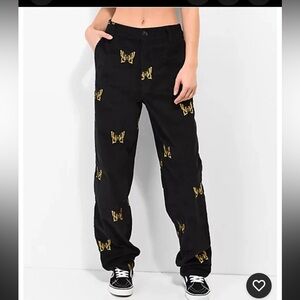 Lurking Class Pants Black Skull Butterflies Corduroy Goth Grunge 4